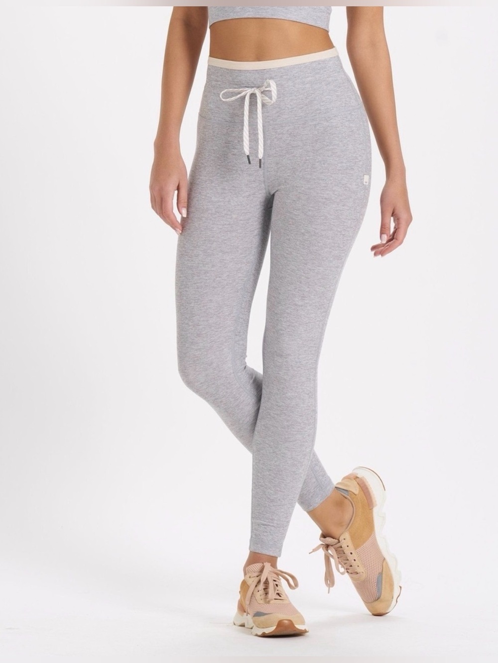 Vuori Light Heather Cream Grey Vibe Elevation Drawstring Leggings VW452 Small